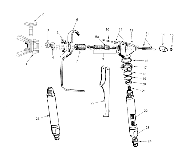 Spray Gun Diagram and Parts List for AL2710  Campbell Hausfeld Paint Sprayer